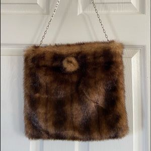Brown faux fur bag
